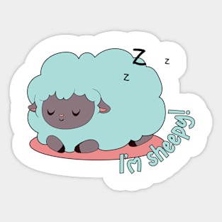 cute green sheep sleeping pacefully Sticker